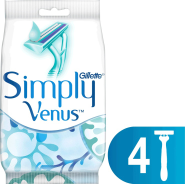 Одноразовые станки для бритья (бритвы) женские Simply Venus 2, 4 шт.