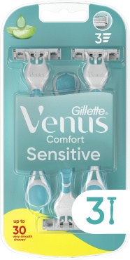 Одноразовые станки для бритья (бритвы) женские Venus 3 Sensitive, 3 шт. фото 1