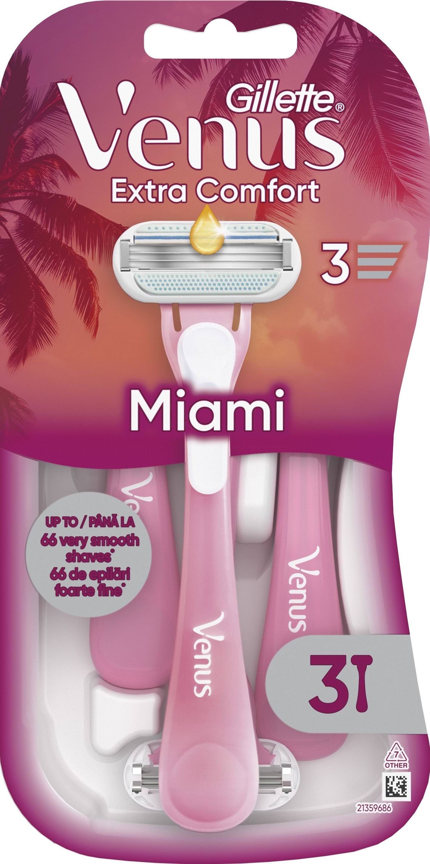 Одноразові станки для гоління жіночі Venus Smooth Miami, 3 шт 2
