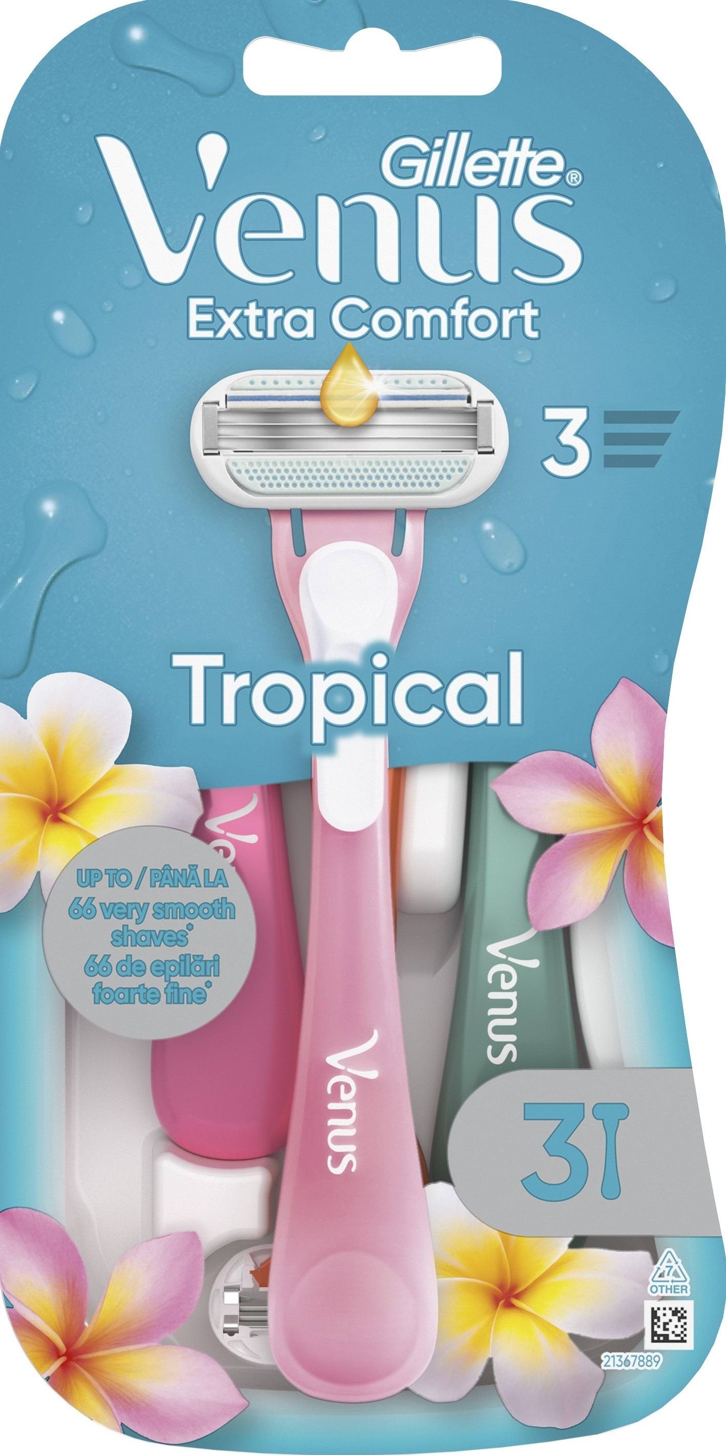 Одноразові станки для гоління (бритви) жіночі Venus Tropical Extra Comfort 3 шт.