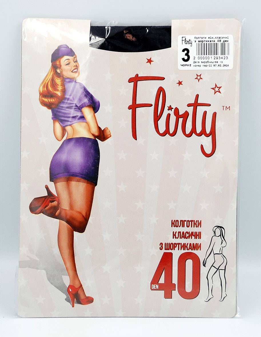 Flirty колготи жіночі класичні з шортиками 40den nero 3 1