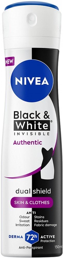 Антиперспірант NIVEA Black & White Invisible Authentic Чорне та Біле невидимий: автентичний спрей 150 мл 1