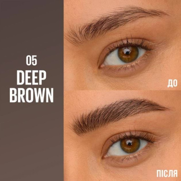 Средство для бровей 2 в 1 Maybelline New York Brow Inserts фиксирующий гель и фломастер 05 Deep Brown 1.25 мл фото 1