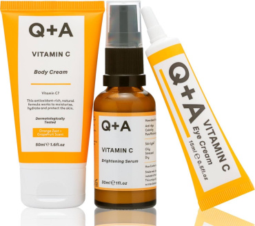 Набір подарунковий Q+A Glow Heroes Gift Set Сироватка для обличчя 30 мл + Крем для зони навколо очей 15 мл + Крем для тіла 50 мл фото 1