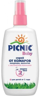 Дитячий спрей від комарів Picnic Baby з екстрактом алое вера та ромашки 100 мл