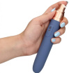Тревел-вибратор Loveline с емкостью для смазки синий фото 9