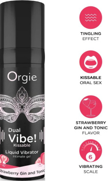 Жидкий вибратор Orgie DUAL VIBE коктейль джин-тоник клубника 15 мл фото 2