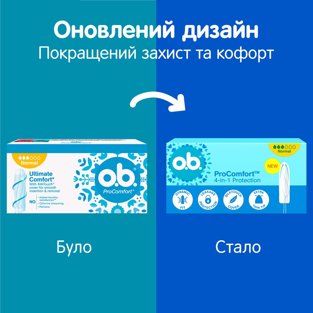 Тампони Ob ProComfort Normal 4-in-1 Protection жіночі гігієнічні 32 шт.