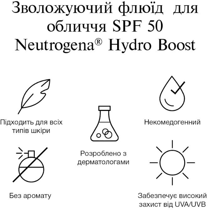 Флюїд для обличчя Neutrogena Hydro Boost SPF 50 зволожуючий 50 мл фото 6