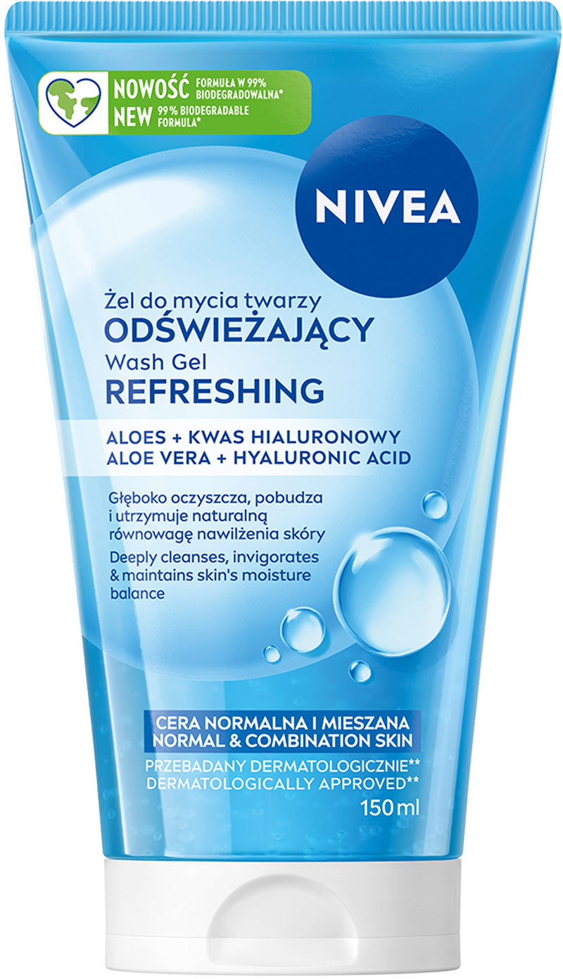 Гель для вмивання NIVEA Освіжаючий для нормальної та комбінованої шкіри з алое вера та гіалуроновою кислотою 150 мл