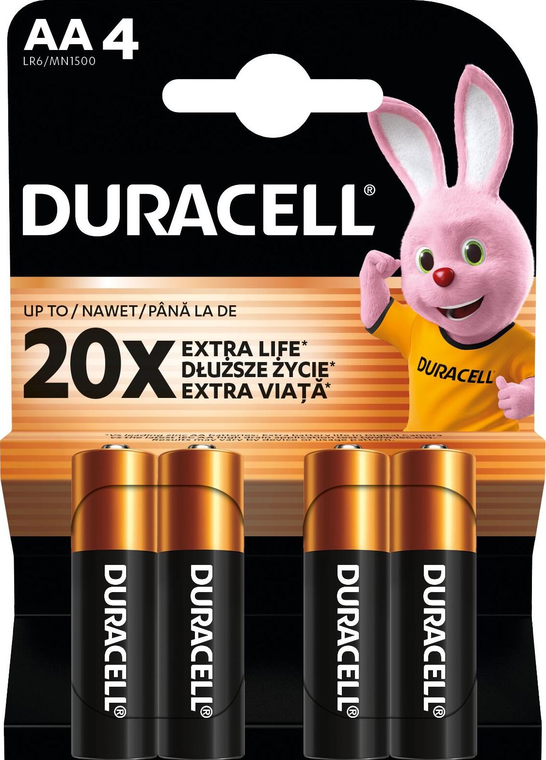 Лужні батарейки DURACELL Basic AA в упаковці 4 шт/