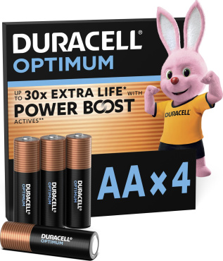 Батарейки алкаліновi Duracell OPTIMUM AA CEE GEN3, 4 шт. фото 1
