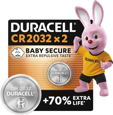Специализированная литиевая батарейка типа «таблетка» Duracell 2032 3 В, упаковка 2 шт. (DL2032/CR2032) фото 2