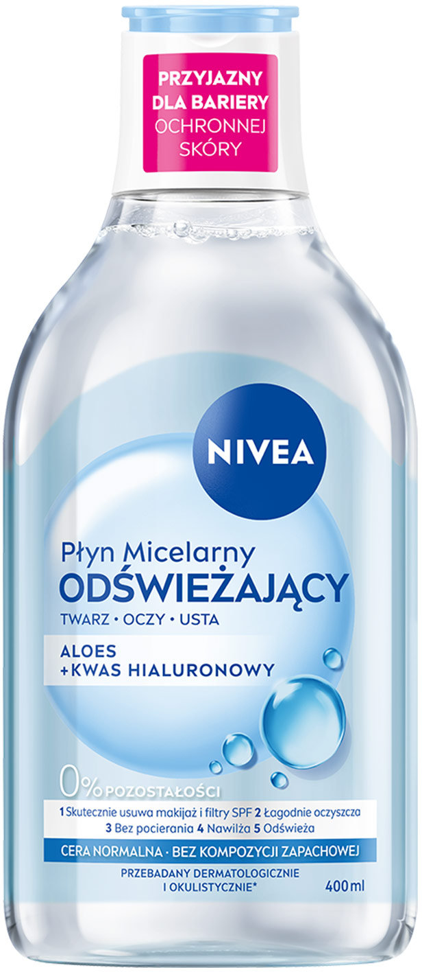 Міцелярна вода NIVEA з алое вера та гіалуроновою кислотою освіжаюча 400 мл