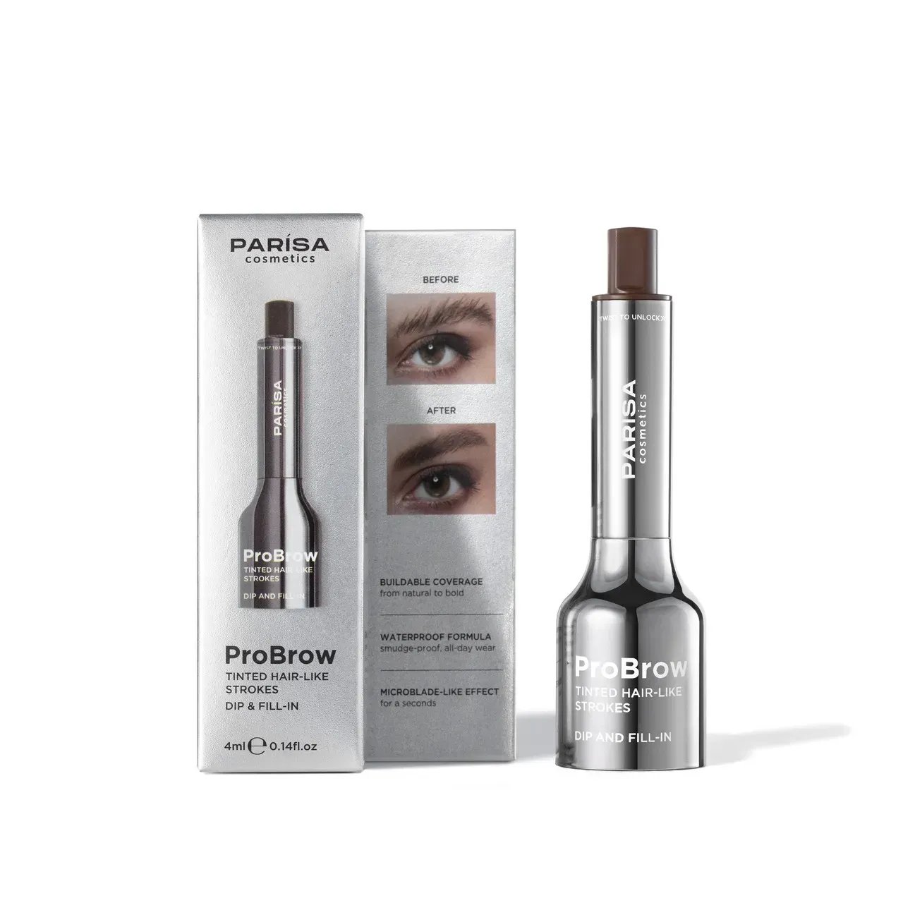 Тинт для бровей PARISA Cosmetics стойкий 601 Taupe Серо-коричневый 4 мл фото 1