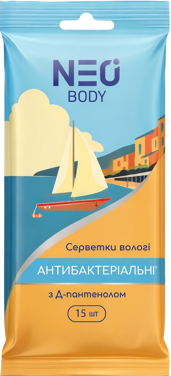 Neo серветки вологі антибактеріальні з Д-пантенолом, 15шт 2