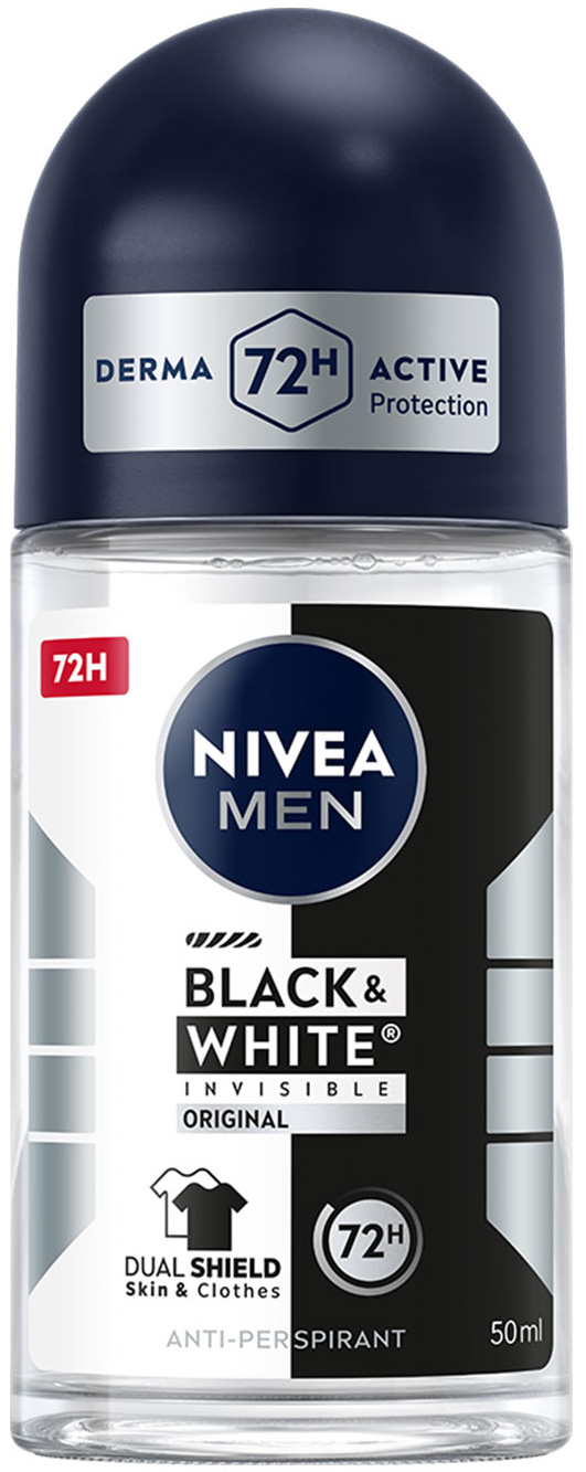 Антиперспірант NIVEA MEN чорне та біле невидимий: класичний роликовий 50 мл