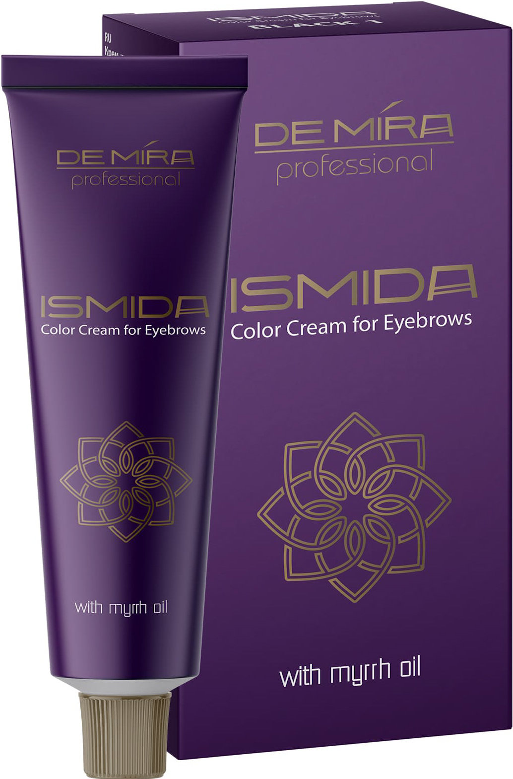 Крем-фарба для брів DeMira Professional Ismida Color Cream For Eyebrows з олією мірри відтінок №1 Чорний 20 мл 2
