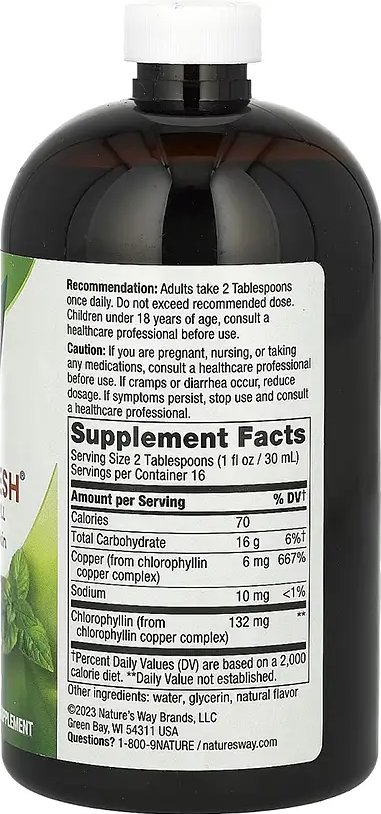 Жидкий хлорофилл Nature's Way со вкусом мяты 480 мл