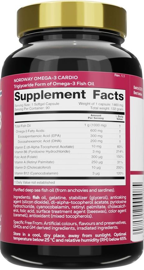 Диетическая добавка NORDWAY Cardio Омега-3, 1000 мг капсулы 90 шт.