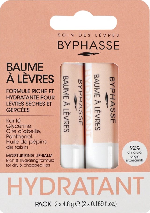 Бальзам для губ Byphasse Pink зволожувальний 4.8 г х 2 шт.