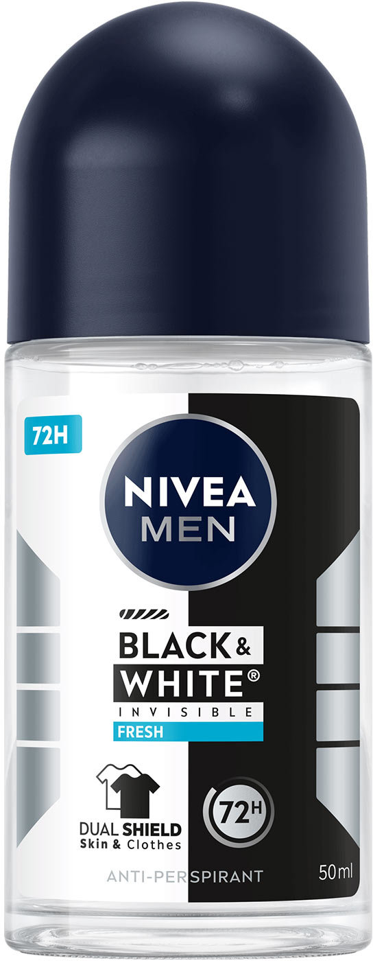 Антиперспірант NIVEA MEN чорне та біле невидимий: свіжий кульковий 50 мл