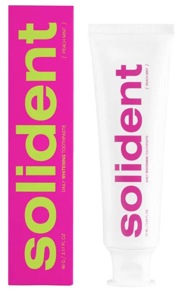 Зубна паста SOLIDENT відбілювальна Peach-mint / персик-м'ята, 90 г 1