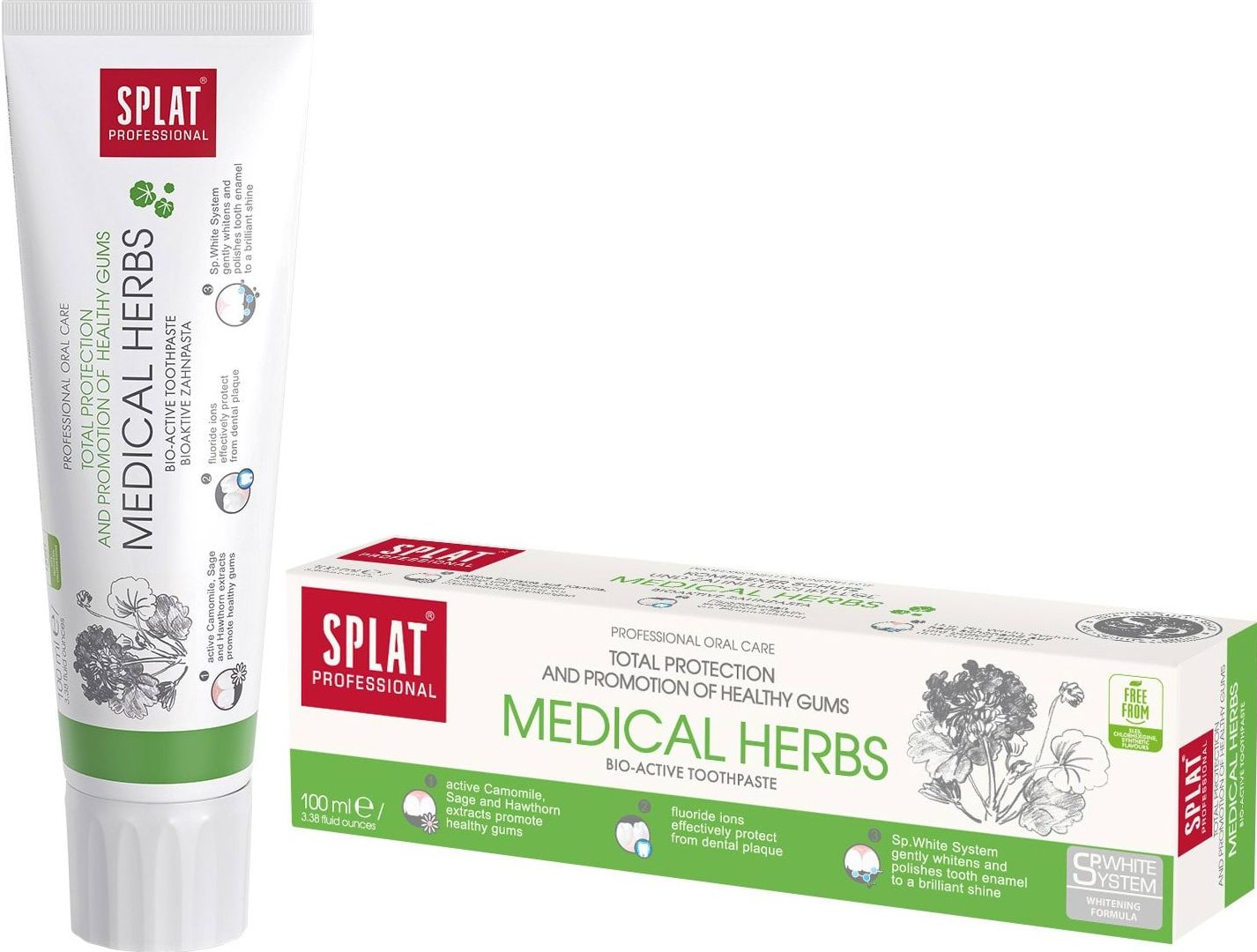 Зубная паста SPLAT Professional Medical Herbs защита от бактерий и кариеса 100 мл фото 1