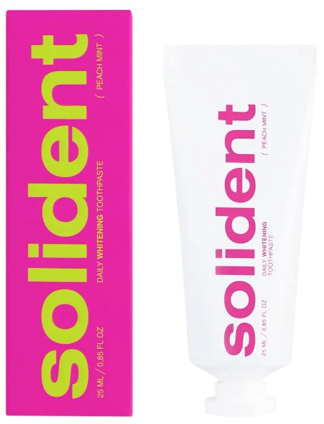 Зубна паста SOLIDENT відбілювальна Peach-mint / персик-м'ята, 25 г 1