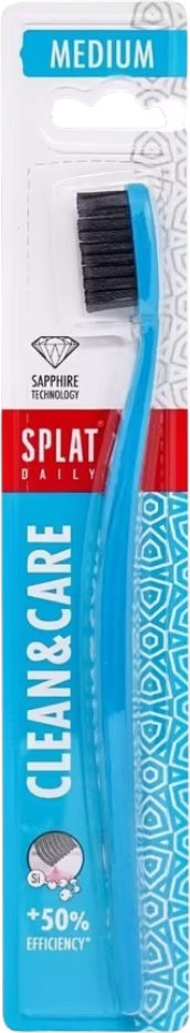 Зубная щетка SPLAT Daily Clean & Care средней жесткости голубая 1 шт.