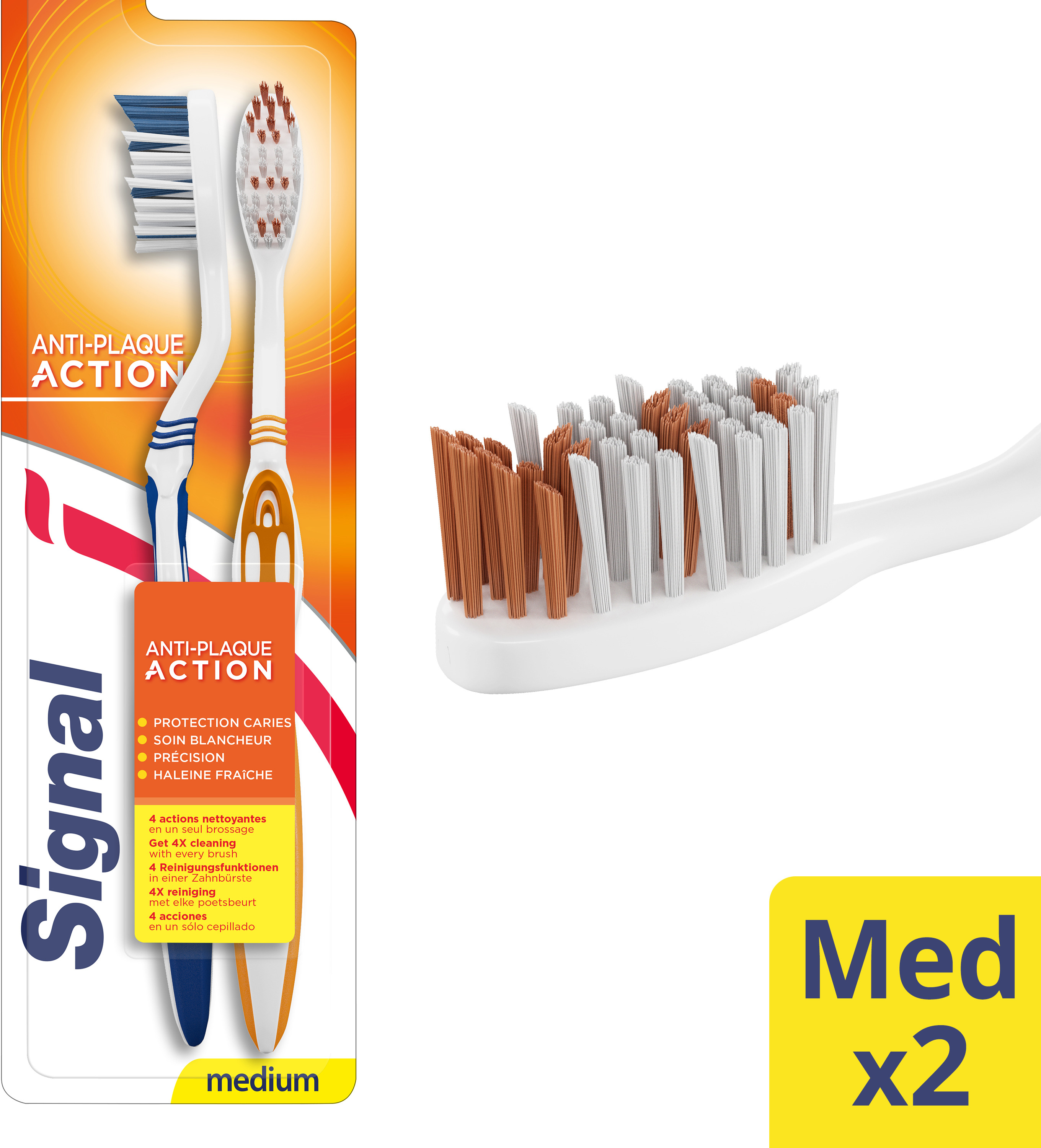 Набір зубних щіток Signal Anti-Plaque Toothbrush середньої жорсткості 2 шт. фото 1