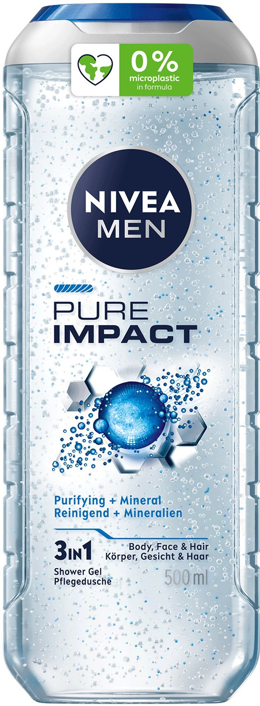 Гель для душа NIVEA MEN Pure Impact 3в1 для тела, лица и волос 500 мл фото 7