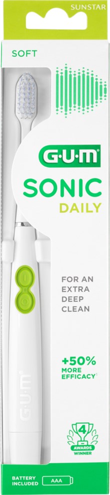 Електрична зубна щітка GUM Sonic Daily біла фото 1