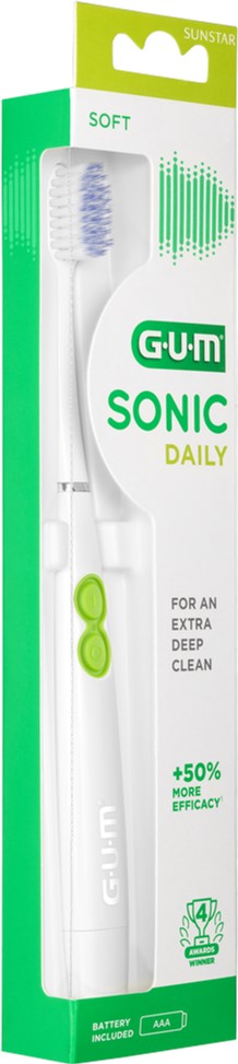 Електрична зубна щітка GUM Sonic Daily біла фото 2