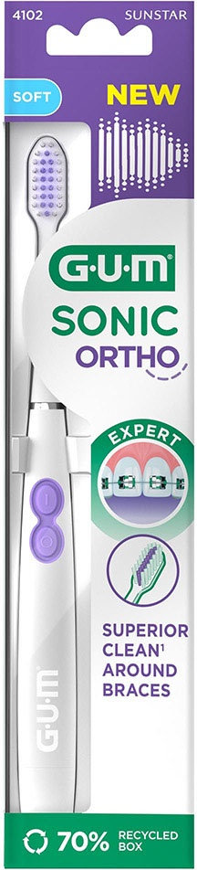 Электрическая зубная щетка GUM Sonic Ortho белая фото 1