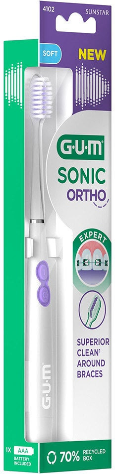 Электрическая зубная щетка GUM Sonic Ortho белая фото 2