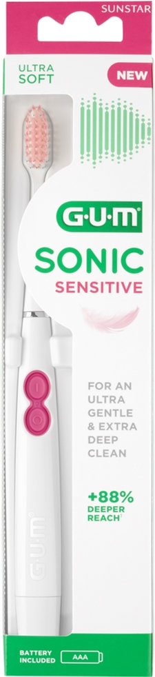 Електрична зубна щітка GUM Sonic Sensitive біла фото 2