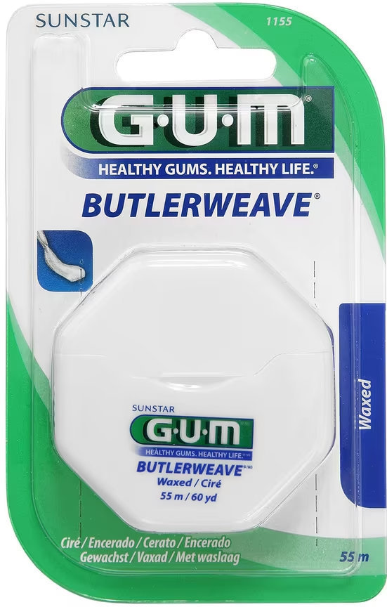 Зубная нить GUM Butlerweave Waxed вощеная 55 м