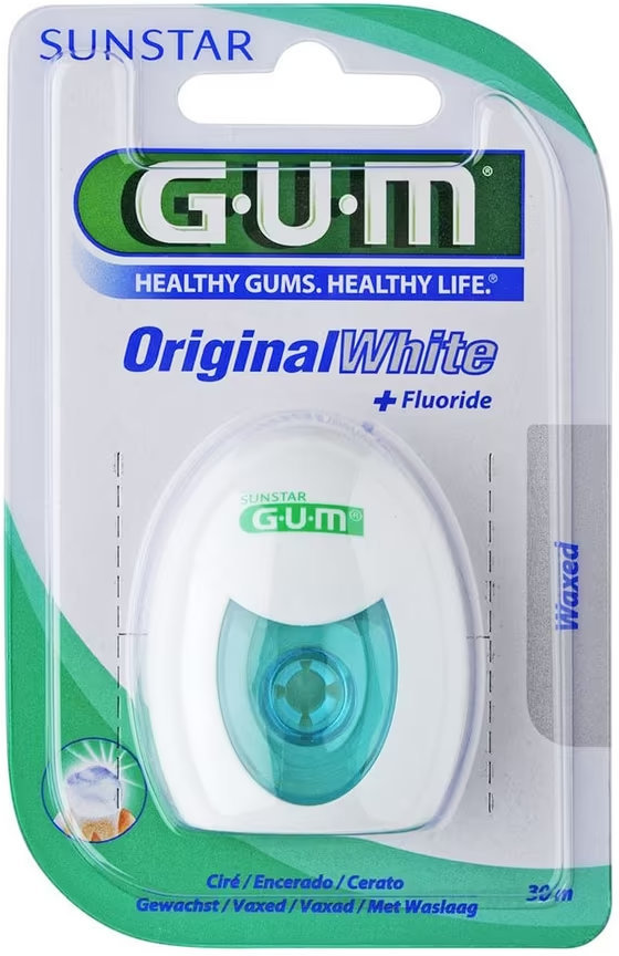 Зубная нить GUM Original White Floss вощеная с фторидом 30 м