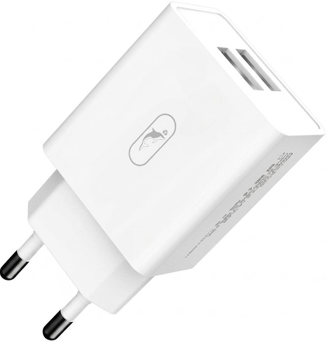 Сетевое зарядное устройство SkyDolphin SC30 (2USB/2.1A) белый фото 1