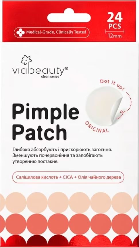 Via Beauty патчі проти недоліків шкіри гідроколоїдні непомітні Pimple Patch, 24шт 1