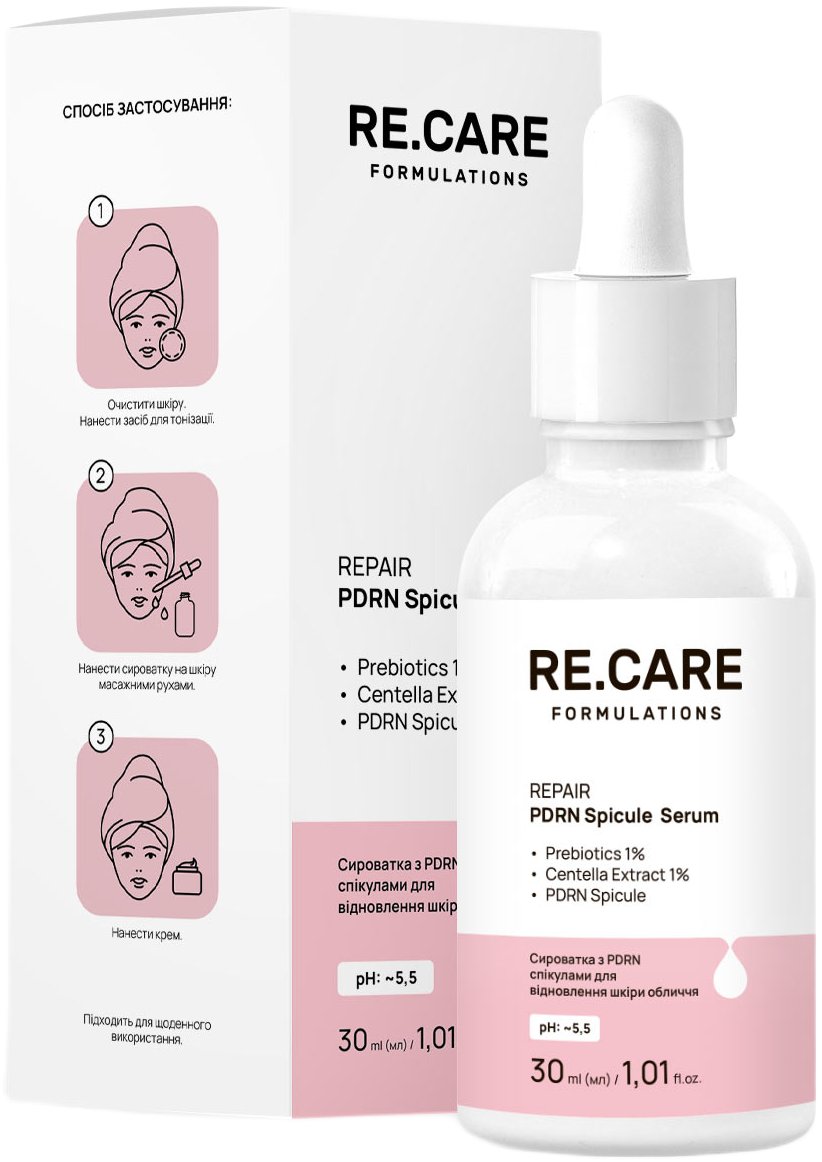 Сироватка RE.CARE PDRN Spicule Serum для відновлення шкіри обличчя 30 мл фото 2