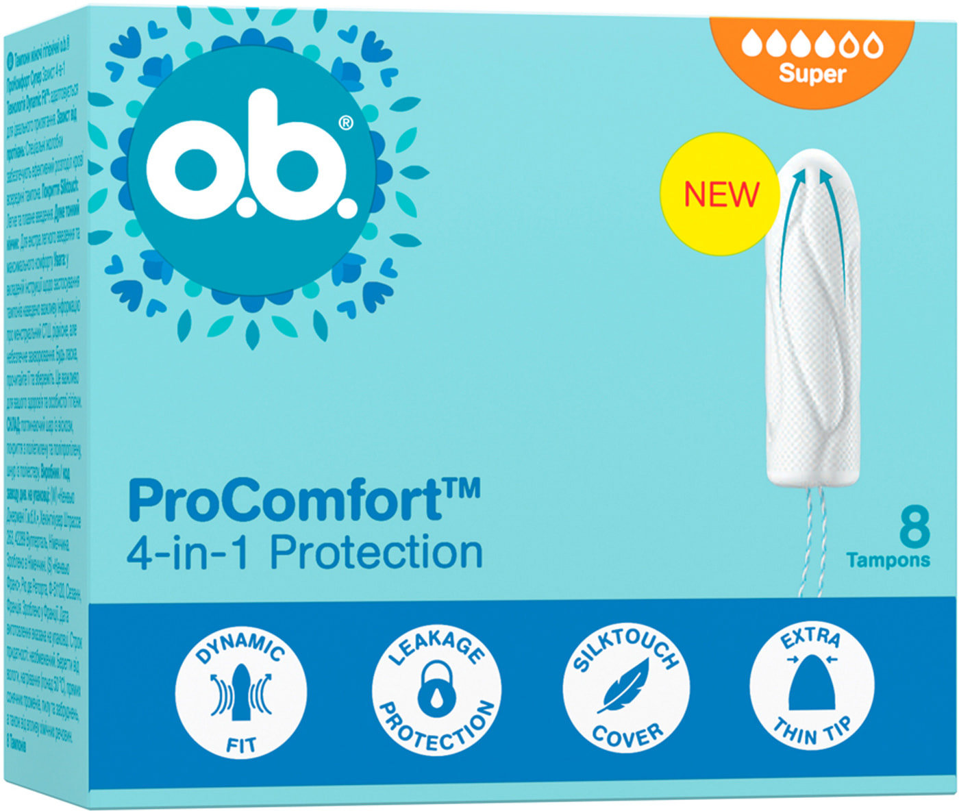 Тампони Ob ProComfort Super 4-in-1 Protection жіночі гігієнічні 8 шт. 10