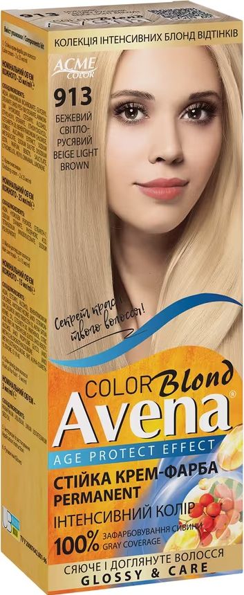 Cтійка крем-фарба для волосся Acme AVENA Blond Color №913 Бежевий світло-русявий фото 4