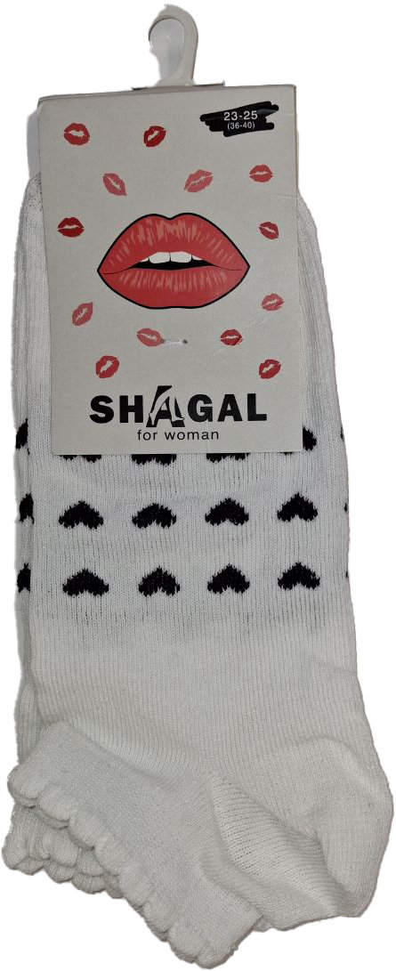Shagal шкарпетки жін. короткі з малюнком "Дрібні серця" і резинкою рюш р. 23-25, чорний 1