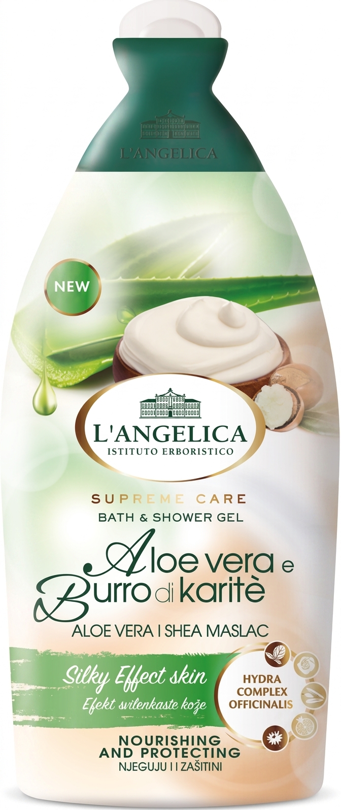 Гель для ванны и душа L'ANGELICA Supreme Care питательный и защитный из алоэ и карите, 500 мл