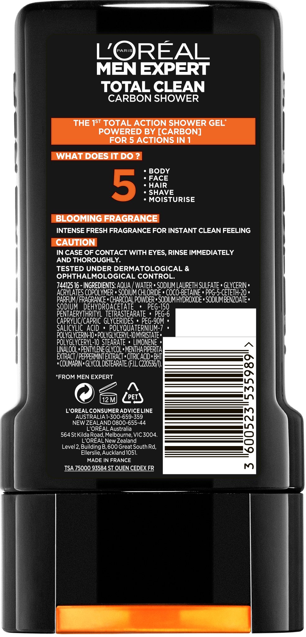 Гель для душа L`Oreal MenExpert Total clean 5 в 1, 300 мл