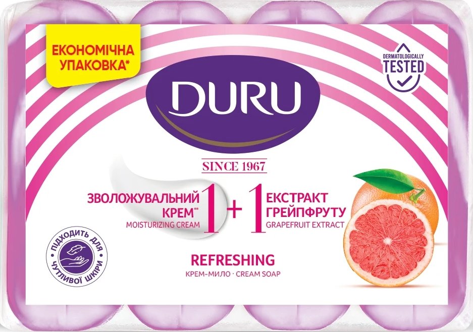 Крем-мило Duru Soft Sensations Рожевий грейпфрут, 4*80 г 1