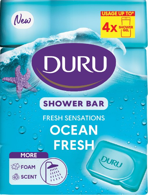Туалетне мило DURU FRESH Океанський бриз екопак, 4*150 г 1