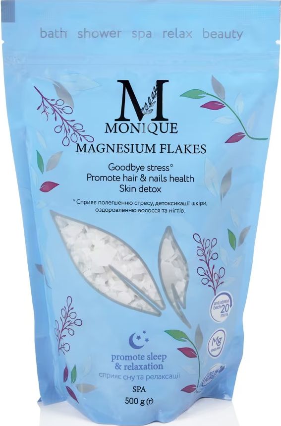 Соль для ванн Crystals Health на основе хлорида магния Магниевые хлопья 500 г фото 1